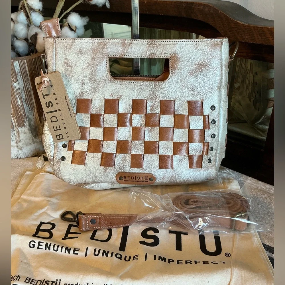 NWT Bed Stu Leather Keiki Crossbody Bag Handbag Nectar Lux Tan Rustic MSRP $235 - Picture 4 of 13